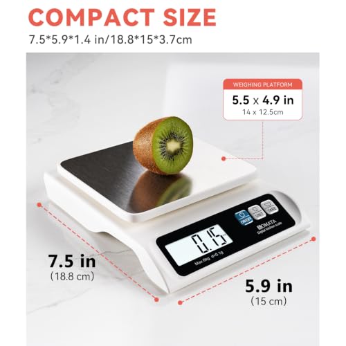 BOMATA 13lb/0.1g Precision Digital Food Scale for Kitchen, Grams and Ounces - color: White Rechargeable