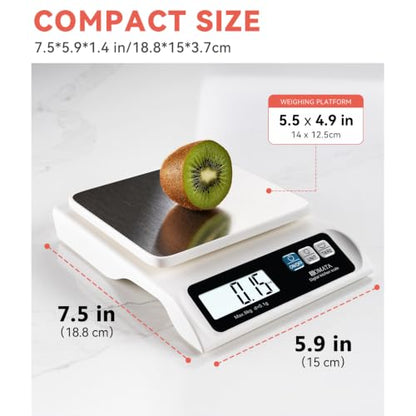 BOMATA 13lb/0.1g Precision Digital Food Scale for Kitchen, Grams and Ounces - color: White Rechargeable