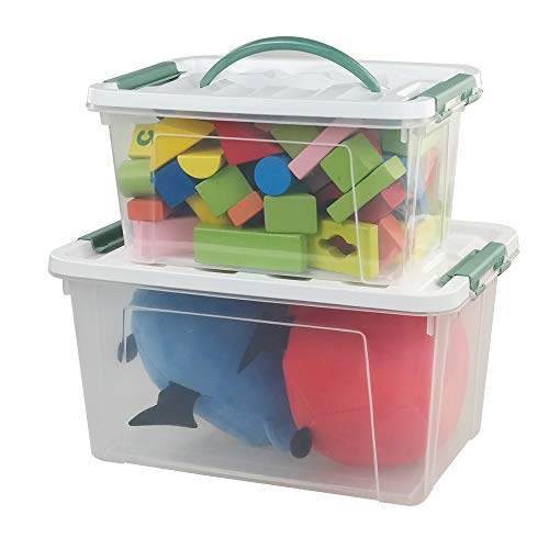 Jekiyo Clear Latching Box, Plastic Storage Bin, 2 Packs(6 Quart&14 Quart) - size: 6 Quart&14 Quart