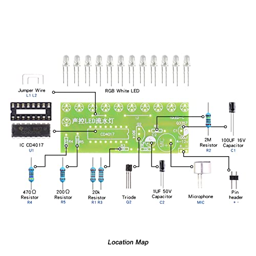 Soldering Practice Kit Sound-Activated LED Chaser Kit - DIY Soldering Project with 10 LEDs & Microphone Sensor (12V DC) for Electronics Beginners & STEM Education - style: Sound Sensor