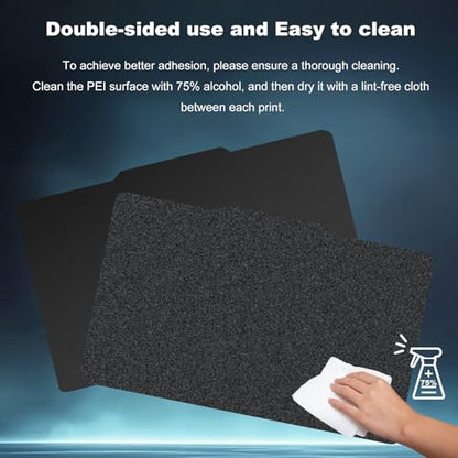 270x200mm Black Build Plate for Qidi X-Plus/Tech i-Mates, Double Sided Textured PEI+Smooth PEI Flexible Spring Steel Platform Heated Printing Bed for Qidi X-Plus/Tech i-Mates 3D Printer - size: 270x200mm