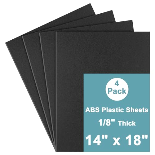 4Pack Black ABS Plastic Sheet 14" x 18" x 1/8" Thick Black Rigid Thermoplastic Sheet (Upgrade Surface) 3MM Flexible High Tensile ABS Moldable Plastic Panel for Crafts, DIY, Signs - color: Black, size: 14" x 18" x 1/8"