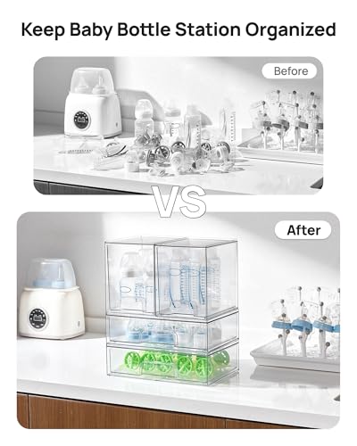 Vtopmart Clear Stackable Storage Drawers Set of 8, Plastic Organizer Bins - style: 4 High+4 Wide