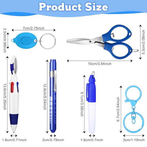 12 pcs Nurse Pen Set Two Colors Blue Green Include Permanent Marker Pen Pen Lights for Nurses Retractable Ballpoint Pen Nursing Keychain Clip Foldable Scissors LED Flashlight Keychain for Nurses - color: Blue & Green