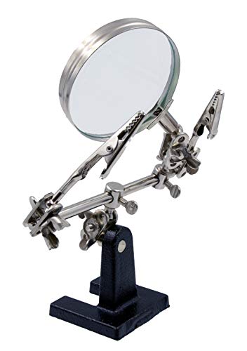 Zega Crafts Helping Hand Magnifier – Adjustable 4X Magnifying Glass on Metal Base with 2 Adjustable Alligator Clips –Designed for Soldering, Crafting and Small Precision Projects
