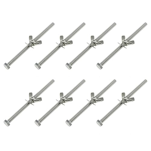 8Sets M6 x 100mm Stainless Steel Wooden Flower Press Flower Press Kit Wing Butterfly Screws Bolts Wing Hand Bolts Flower Press Kit