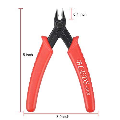 BS-8109 2 Pack Soft Wire Flush Cutters - Diagonal Cutter for Copper, Aluminum, 3D Printing Wire Cables - color: 2 Pack 5“ Red