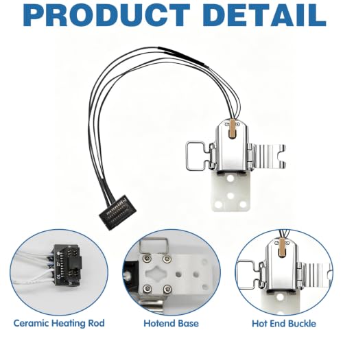 4Pcs Hotend Heating Assembly Ceramic Heater Base for Bambu P2S, Quick-Change Replacement with Thermistor Sensor & Heat-Insulating Base Clip for Bambu Lab P2S 3D Printer Accessories