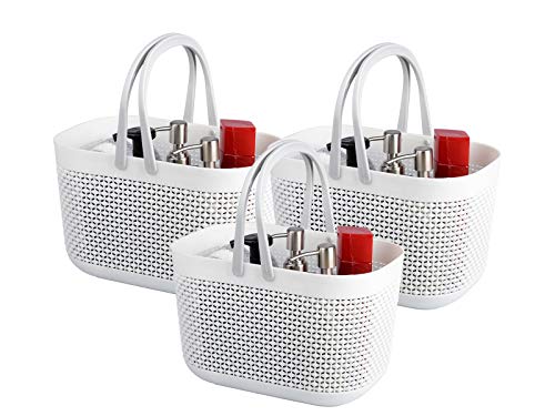 Plastic Portable Shower Caddy Basket, Storage Organizer, White, 3Pack - color: White, size: 3 Pack