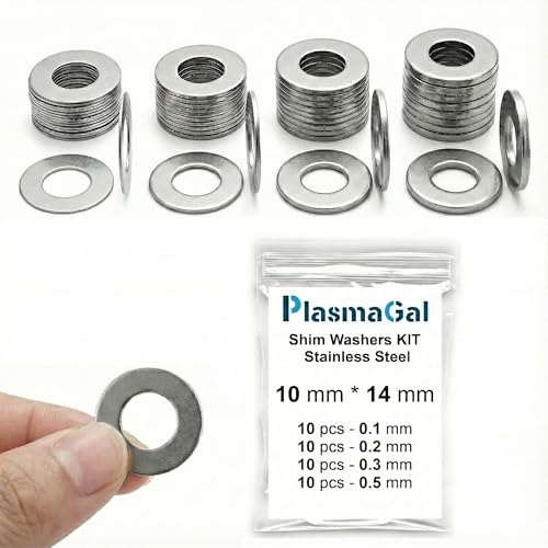 10x14mm Bearing Shim Washers RC Stainless Steel 40pc 0.1-0.5mm - size: 10x14