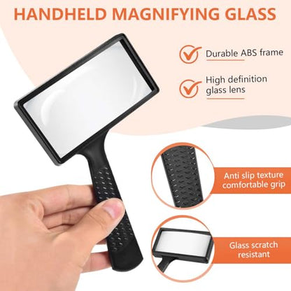 SenseYo 5X Magnifying Glass Large Handheld Reading Magnifier with Scratch Resistant Glass Lens for Kids and Seniors Hobby Exploring Nature Exploration Scientific Activities - size: 1