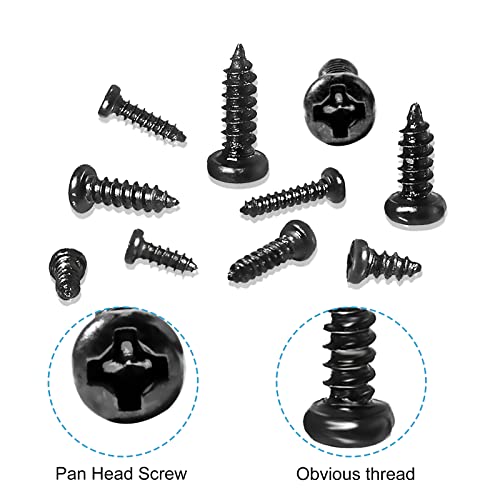 1440 Pcs Black Mini Phillip Pan Head Micro Electronic Screws - M1.2, M1.4, M1.7, M2, M2.3 - 24 Size Assortment Screw Kit