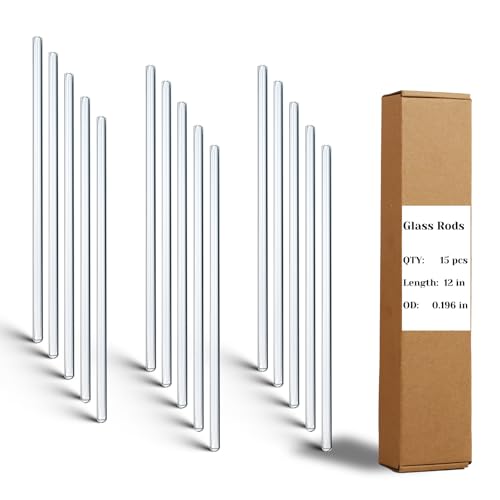 15 Pack Long Thin Glass Stirring Rods, 5mm x 12 Inch, for Tall Beakers - size: 12 inch 5 mm