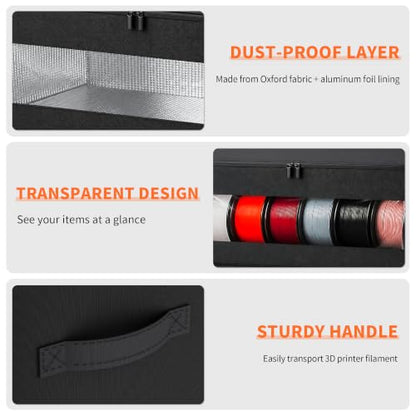 Filament Storage Box, 4 Pack Stackable Containers with Waterproof Zipper - color: Black