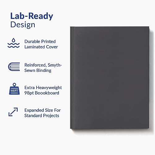 Vela Sciences Advanced E7-B Expanded Hardcover Lab Notebook, 9.25 x 11.75 in (23.5 x 30 cm), 144 Pages, Permanent Bound, 70lb Heavyweight Paper (1-Pack, Grid)