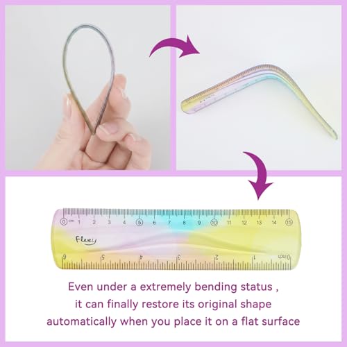 Grevosea 2 Pieces Flexible Rulers 6inch Plastic Ruler with Centimeters and Inches Soft Bendable Ruler for Kids and Adults School Classroom Office Supplies Measuring Tools (Green) - size: 6inch-Green