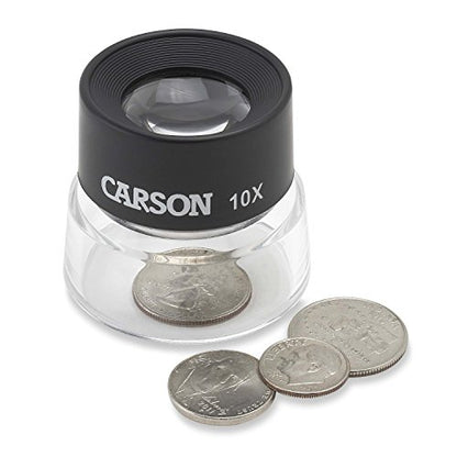 Carson LumiLoupe 10x Power Pre-Focused Stand Magnifier - Set of 10 (LL-10MU),Black/Clear - size: Pack of 10