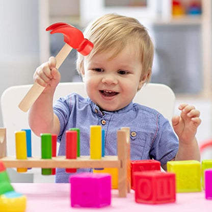 Lewtemi 8 Pcs Wooden Hammer Toys for Kids Simulation Small Tool Gift 6.5"