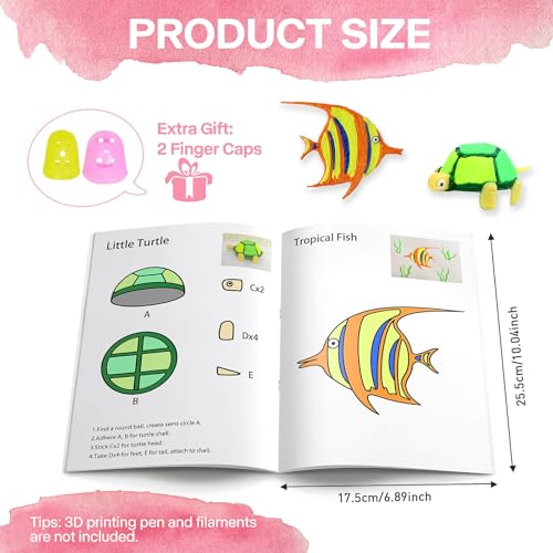 Dayker 3D Pen Printing Drawing Book, 40 Patterns Painting Graffiti Template - color: Pink