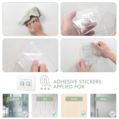 Clear Adhesive Wall Storage Bins 4-Pack Cabinet Door Organizer Cups(Medium) - size: Medium