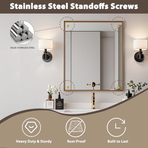 Alise 3/4"x1" Sign Standoff Screws,Wall Mount Glass Standoff, Pack of 4 - color: Gold, size: (4P)19x25mm