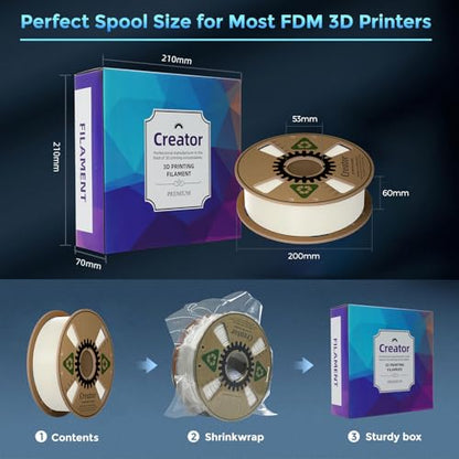 Creator ASA Filament 1.75mm 3D Printer Filament 1KG, UV & Heat & Weather Resistant ASA 3D Printing Filament, Perfect for Printing Outdoor Functional Parts, Dimensional Accuracy +/-0.02mm (Natural) - color: Asa Natural