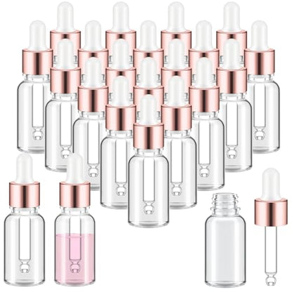 Didaey 100 Pcs Mini Glass Oil Dropper Bottle, 15 ml, Rose Gold - color: Rose Gold, size: 15 ml