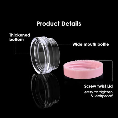 Eternal Moment 50 Pack 3G Sample Containers with Lids Cosmetic Small Jars - color: Pink Lid, size: 0.1 Ounce