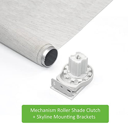 Rollerhouses Roller Shade Brackets with Mechanism Roller Shade Clutch+Skyline Mounting Brackets + End Plug for 1 1/4" Tube, White - style: 1-1/4 Inch(32mm) Shade tube with Clutch Drive