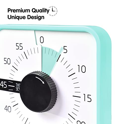 TWENTY5 SEVEN 7.5-Inch Visual Timer, Battery-Free 60-Minute Countdown Clock - color: Mint Green