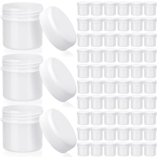 Meanplan 100 Pcs 1 oz White Plastic Container Jar with Lid Round Leak Proof - color: White, size: 1 oz