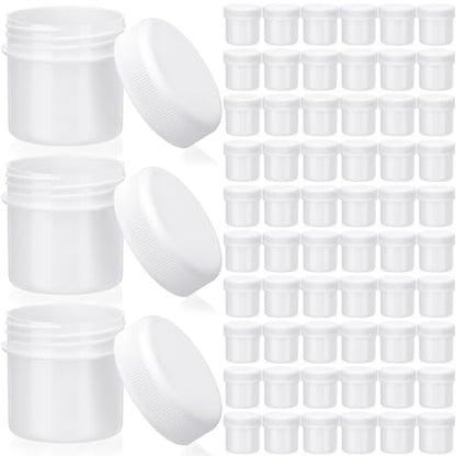 Meanplan 100 Pcs 1 oz White Plastic Container Jar with Lid Round Leak Proof - color: White, size: 1 oz