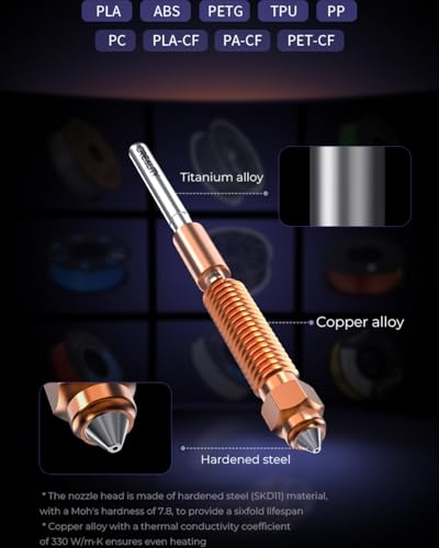 Creality Official K1C Nozzles 4 PCS, Unicorn Quick-Swap Nozzle Kit,High Speed Tri-Metal Steel-Tipped Copper and Titanium Alloy Heatbreak Nozzle Kit Suitable for Creality K1C,Ender 3 V3,V3 Plus Models - size: 0.4 0.6 0.8mm*4