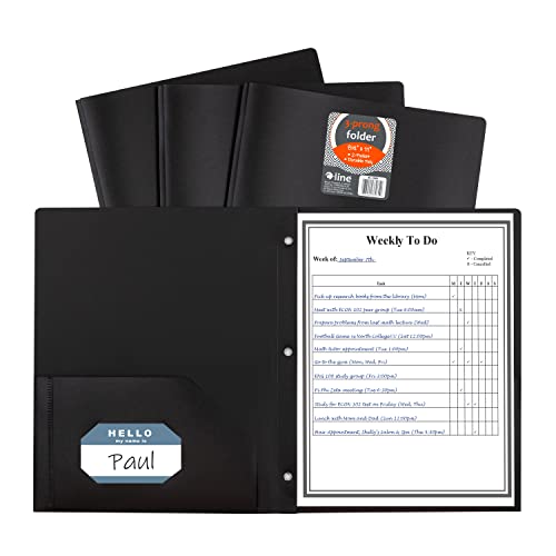 C-Line Two-Pocket Poly Portfolio with Prongs, Black (33961) - color: Black, size: 25-Pack with Prongs