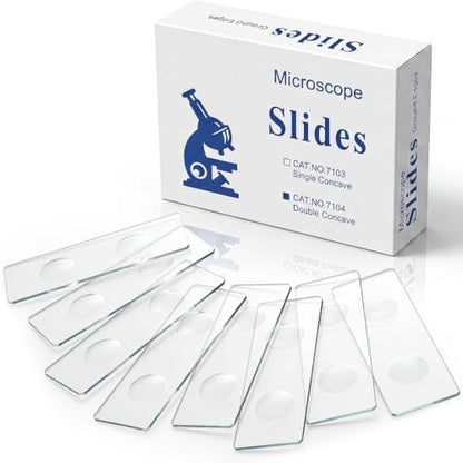 Tellegloww 50 Pcs Pre-Cleaned Double Concave Microscope Glass Slide 3" x 1" - color: Double Concave Microscope Slide
