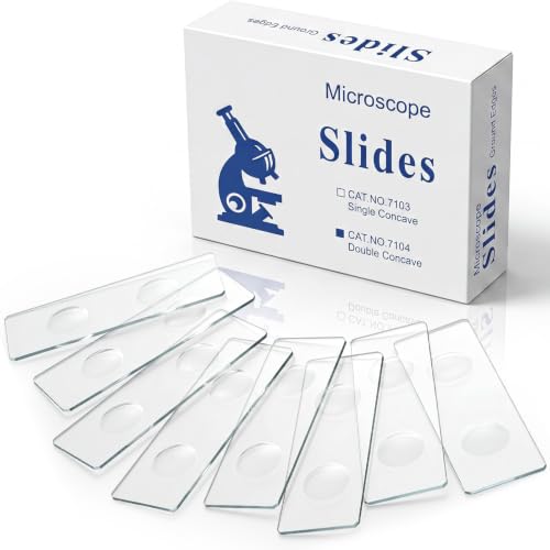 Tellegloww 50 Pcs Pre-Cleaned Double Concave Microscope Glass Slide 3" x 1" - color: Double Concave Microscope Slide