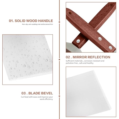 2 Pcs Stainless Steel Brownie Cookie Spatula for Baking with Wooden Handle