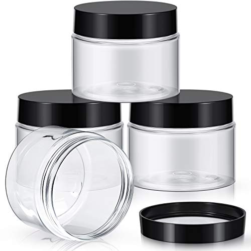 Patelai 4 Pcs Plastic Jars with Lids, Black, 6 oz, Wide Mouth - color: Black, size: 6 oz
