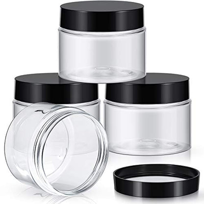 Patelai 4 Pcs Plastic Jars with Lids, Black, 6 oz, Wide Mouth - color: Black, size: 6 oz