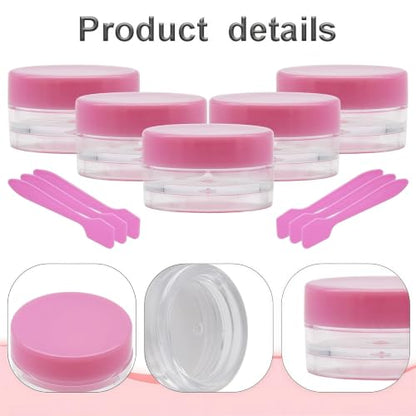 50 Pcs Makeup Sample Containers 3g/5g Sample Containers with Lids Tiny Sample Jars for Skincare Cream Lotion Jewelry Beads DIY Crafts Travel (FZG/3g/Fen) - color: pink, size: 3g
