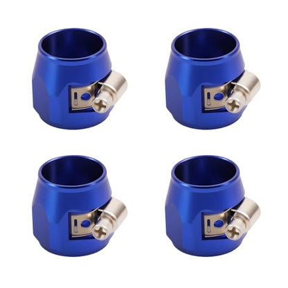 Aluminum Hose End Finisher Clamp, Universal Fit, Red Chrome Finish, 4pcs Set for Stainless Steel and Rubber Hoses, Model (Blue, 10AN) - color: Blue, size: 10AN