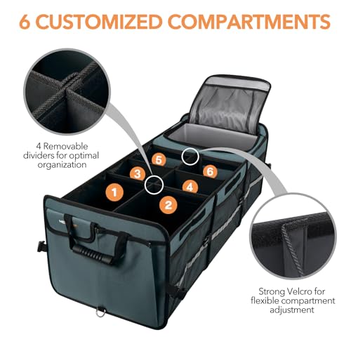 HEYTRIP Large Trunk Organizer with Built-in Leakproof Cooler Bag, Gray - color: Gray
