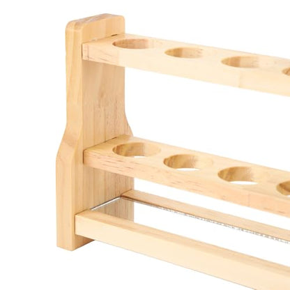 Wooden Test Tube Rack, Pine Wood Holder with 6 Round Holes, Laboratory Equipment Rack with Stable Base, Ideal for Cosmetics, Essential Oils Organization (31mm) - size: 31mm