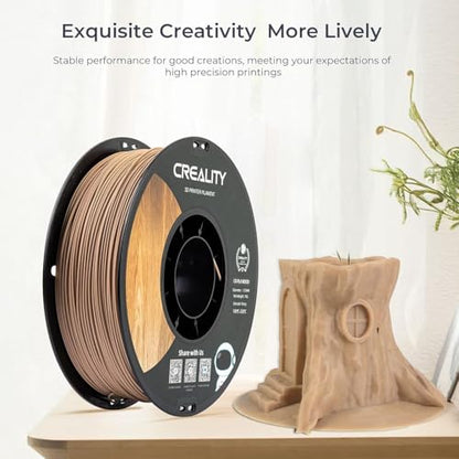 Official CREALITY Wood Filament PLA 1.75 mm, Wood 3D Printer Filament, More Than 30% Real Wood, Smooth Silk Texture, Toughness, 1kg(2.2lbs)/Spool 3D Printing Filament, for All FDM 3D Printers - color: Wood