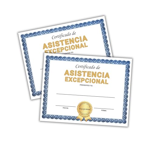 Spanish Certificate of Outstanding Attendance 30pk 8.5x11” Perfect Classroom Sunday School Recognition Award Students Participation