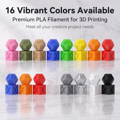 PLA Filament 1.75mm 4kg 16-Pack Multicolor 0.25kg Each - color: Multicolor