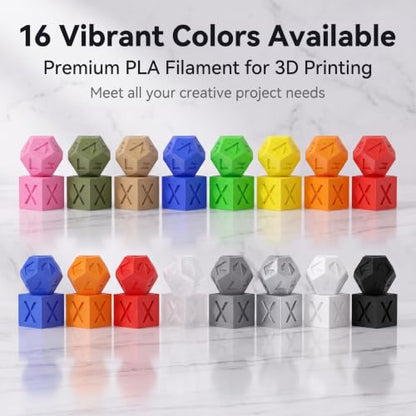 PLA Filament 1.75mm 4kg 16-Pack Multicolor 0.25kg Each - color: Multicolor