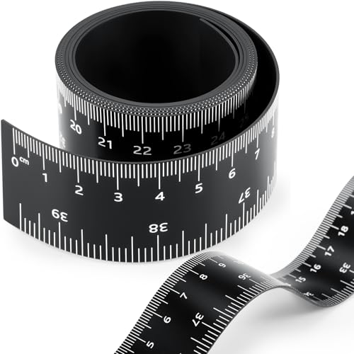 Relaxweex 1 Pcs 39.37" Flexible Magnetic Ruler Dual Scale Tape, Black - color: Black