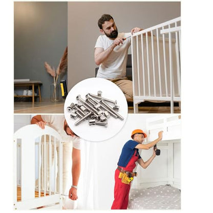 50pcs Baby Bed Crib Screws Hardware Replacement Kit- M6x40mm/ 50mm/ 60mm/ 70mm/ 80mm Hex Drive Socket Cap Screws Barrel Nuts Assortment Kit for Beds Headboards Chairs Furniture. - size: 50pcs
