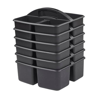 ECR4Kids 3-Compartment Small Storage Caddy Organizer, 6-Pack, Black - color: Black